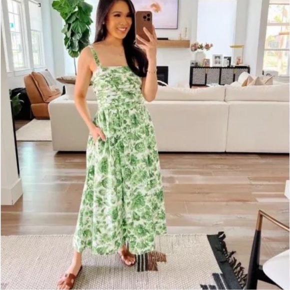 Abercrombie & Fitch Green and White Floral Midi Dress - Picture 2 of 7